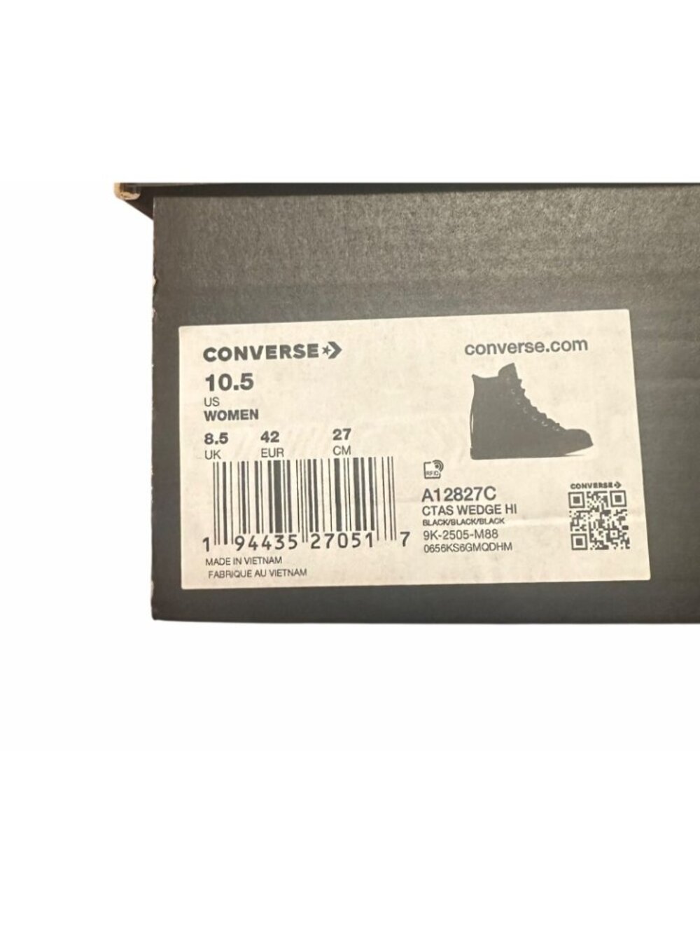 ✨Converse Chuck Taylor Wedge Platform Leather Sz 10.5 Womens Shoes Black A12827C - Picture 8 of 10